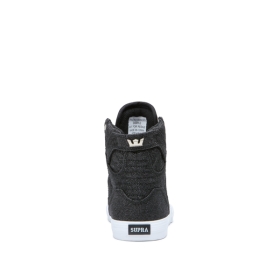 Supra Kids SKYTOP High Top Shoes Black Sparkle/White | US-18136